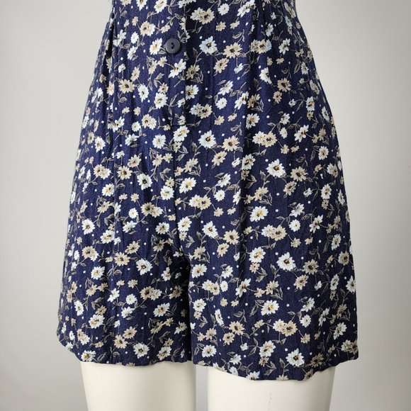 Vintage Jessica Scott Navy Blue Floral Button Up Romper Size S/M - Picture 5 of 11